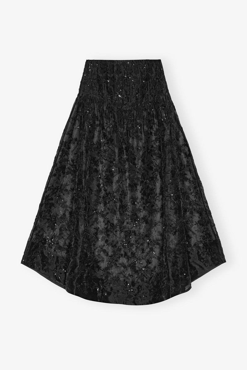 BLACK EMBELLISHED ORGANZA SKIRT 1