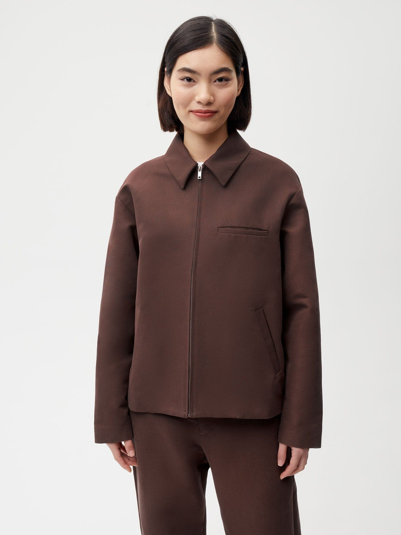 PANGAIA Womens Organic Cotton Harrington Jacket - Chestnut Brown outlook