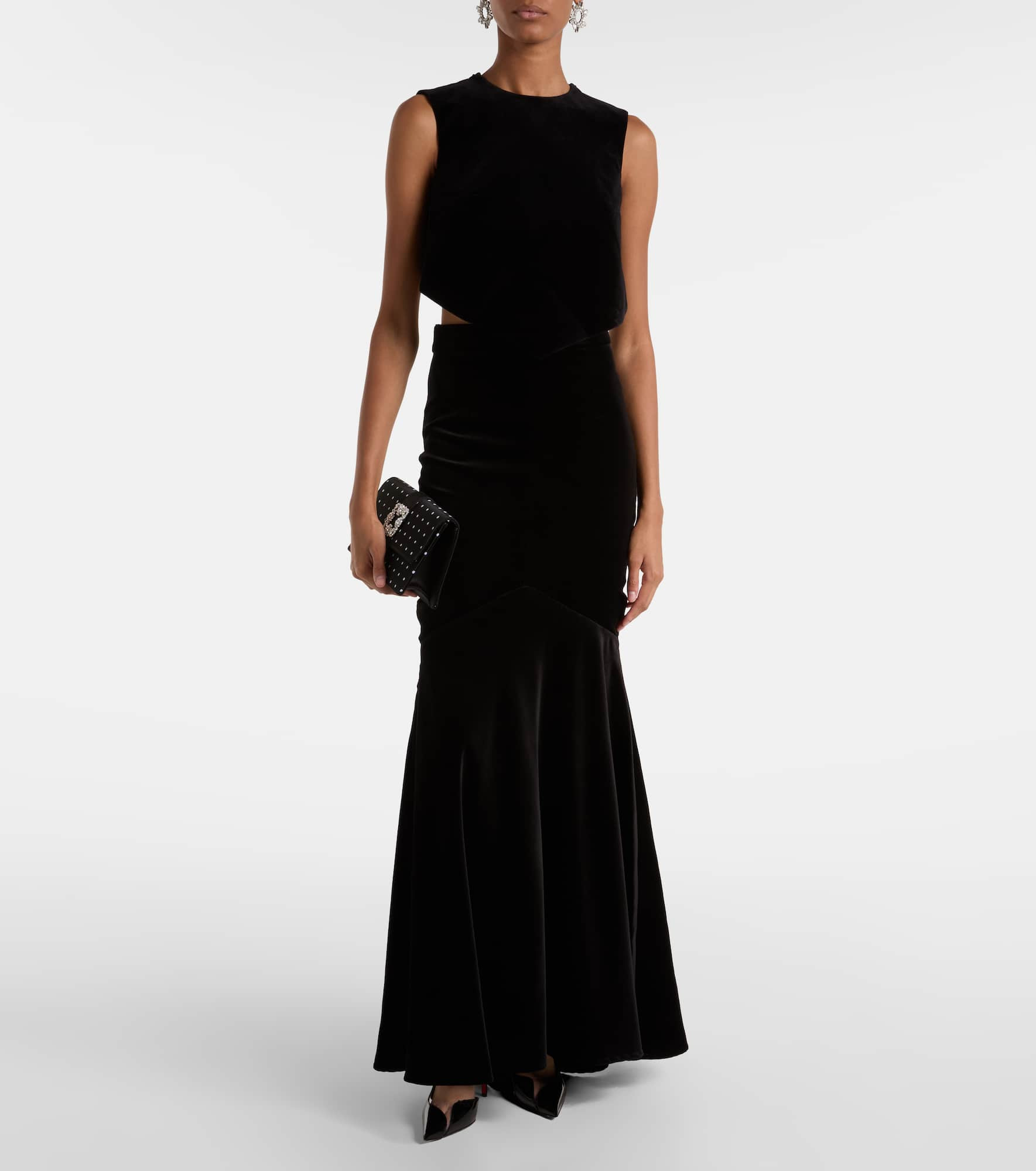 Cotton-blend velvet maxi skirt - 2