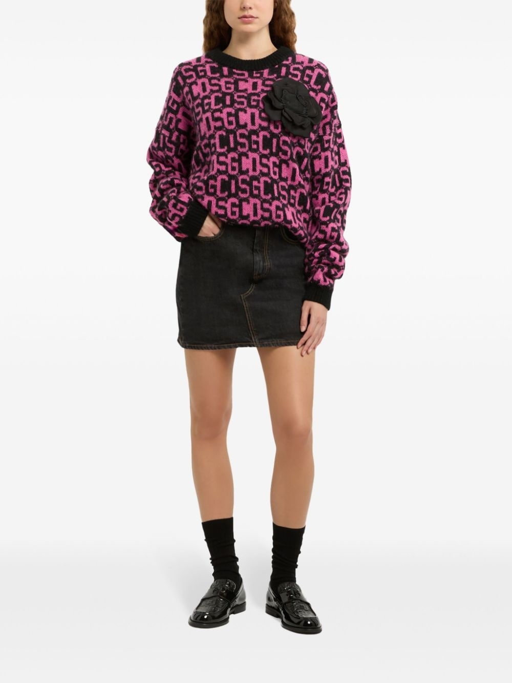 intarsia-knit logo jumper - 2