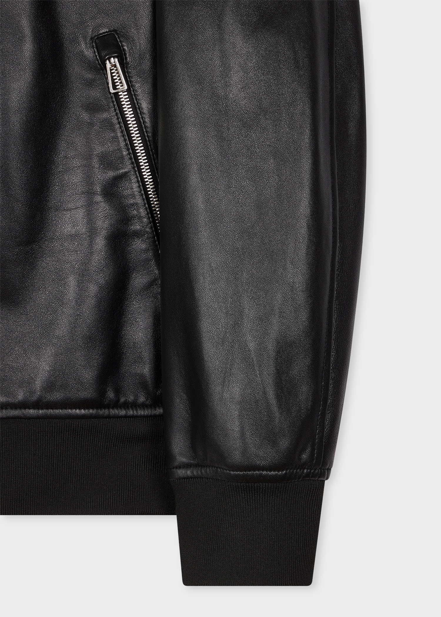 Leather Black Bomber Jacket - 3