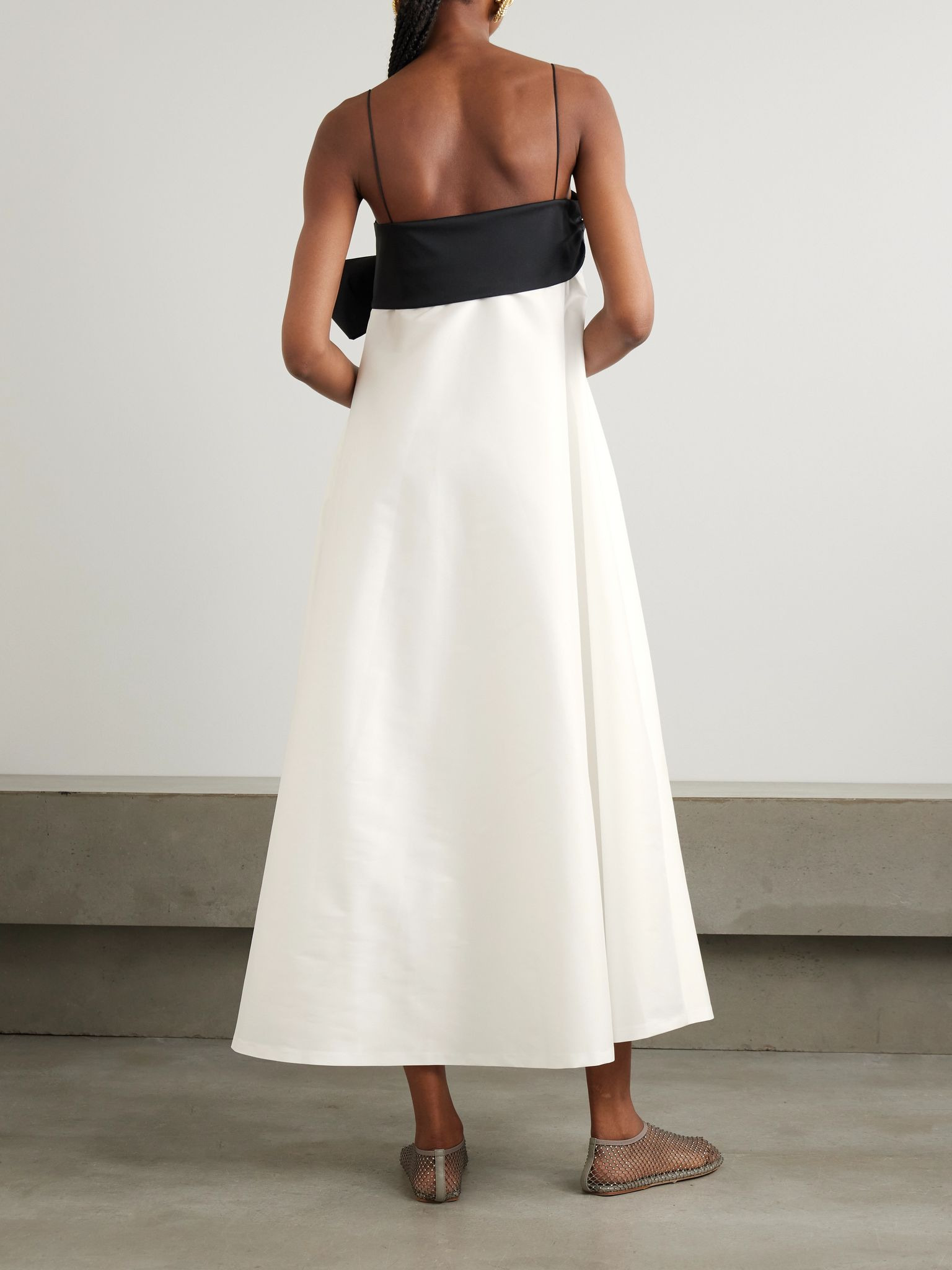 Bailey two-tone bow-embellished taffeta midi dress Ivory - 3