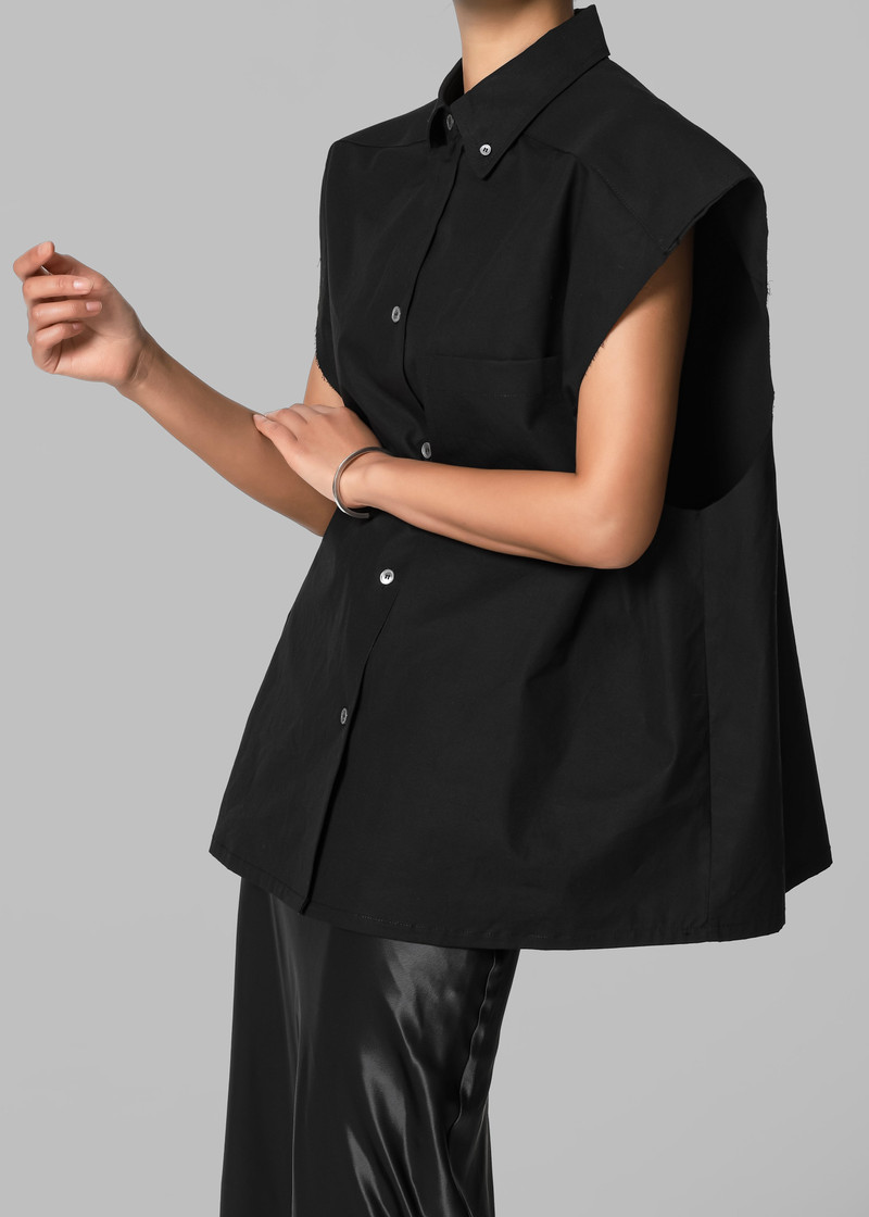 Rae Sleeveless Button Down Shirt - Black 1