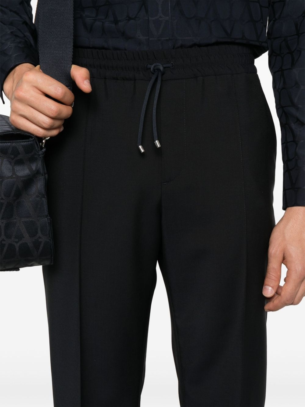 drawstring-waist tapered trousers - 5