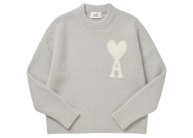 Ami Paris de Coeur Cloudy Wool Sweater Earl Grey/Ivory 1