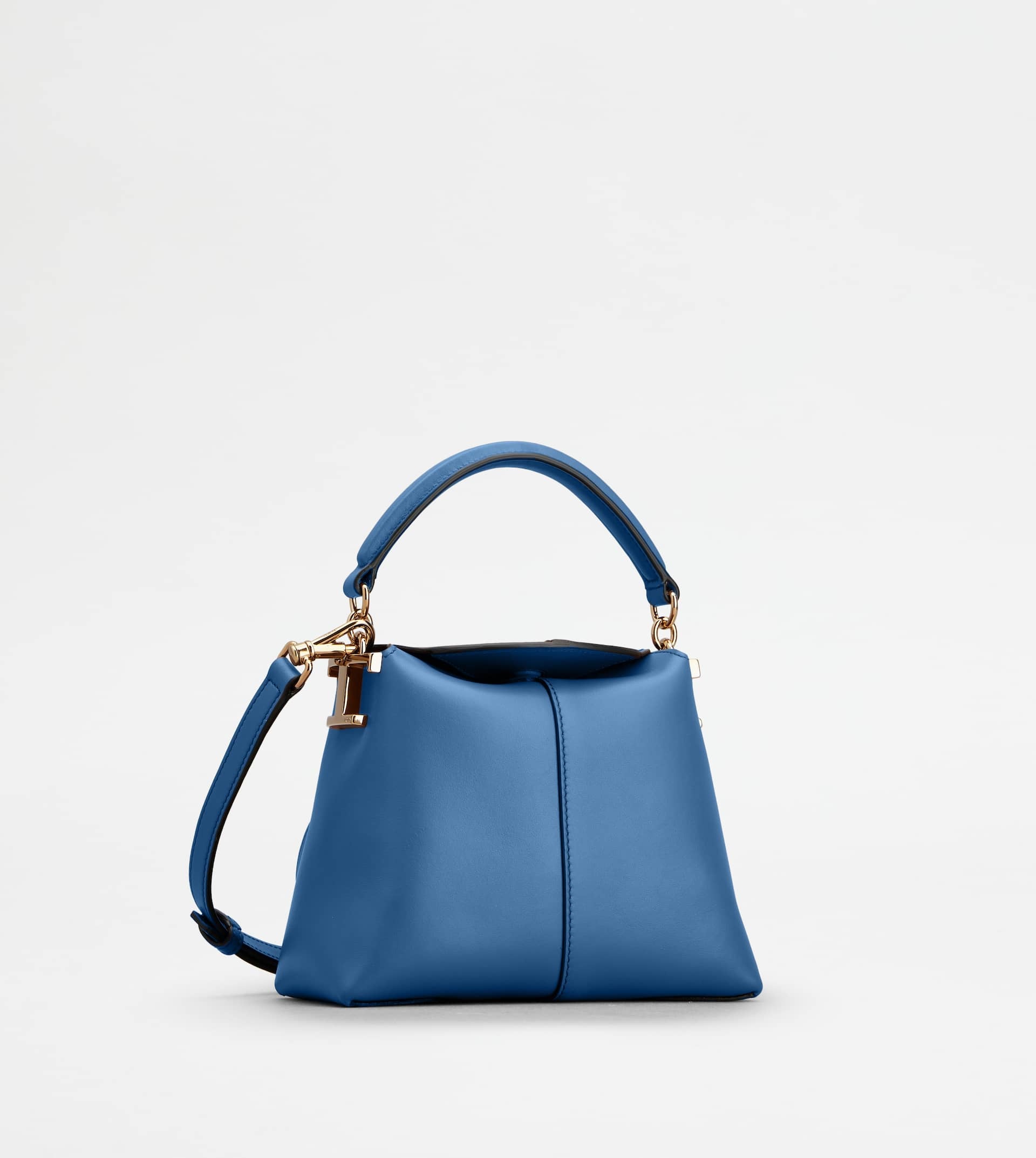 TOD'S T CASE TOTE MESSENGER BAG IN LEATHER MICRO - LIGHT BLUE - 3