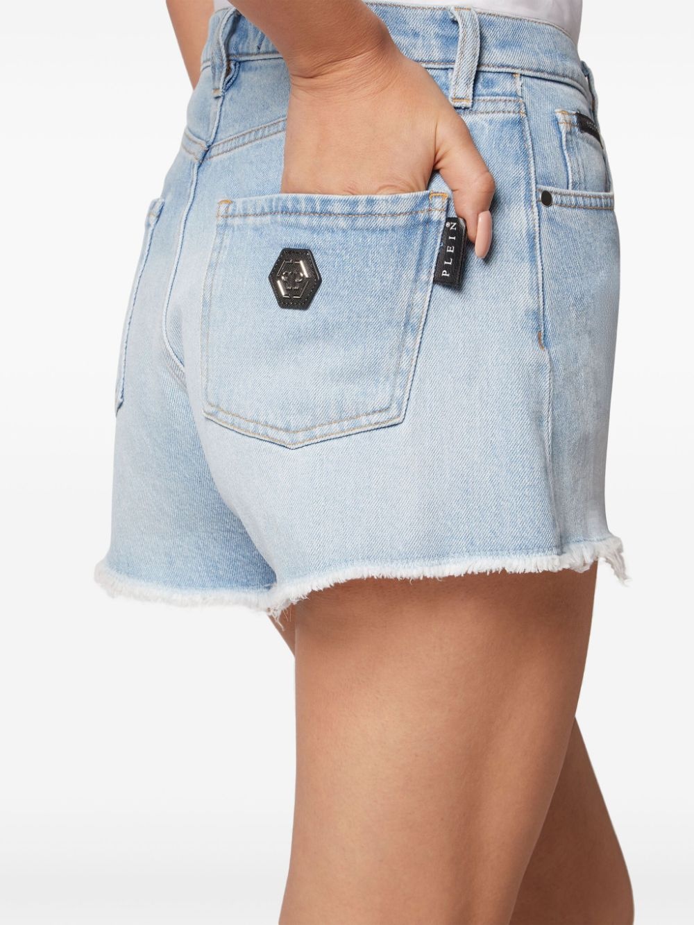 logo-appliquÃ©d denim mini shorts - 4