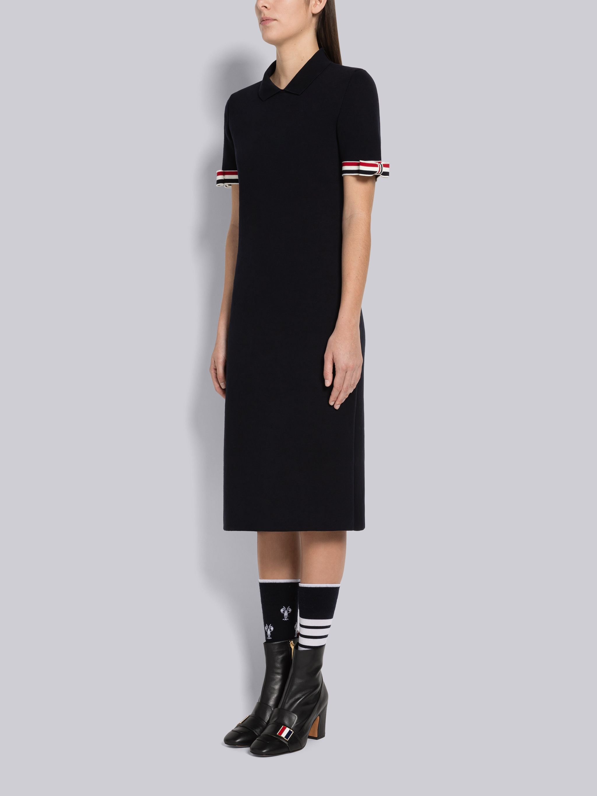 Double Face Cotton Bow Armband Pencil Dress - 2