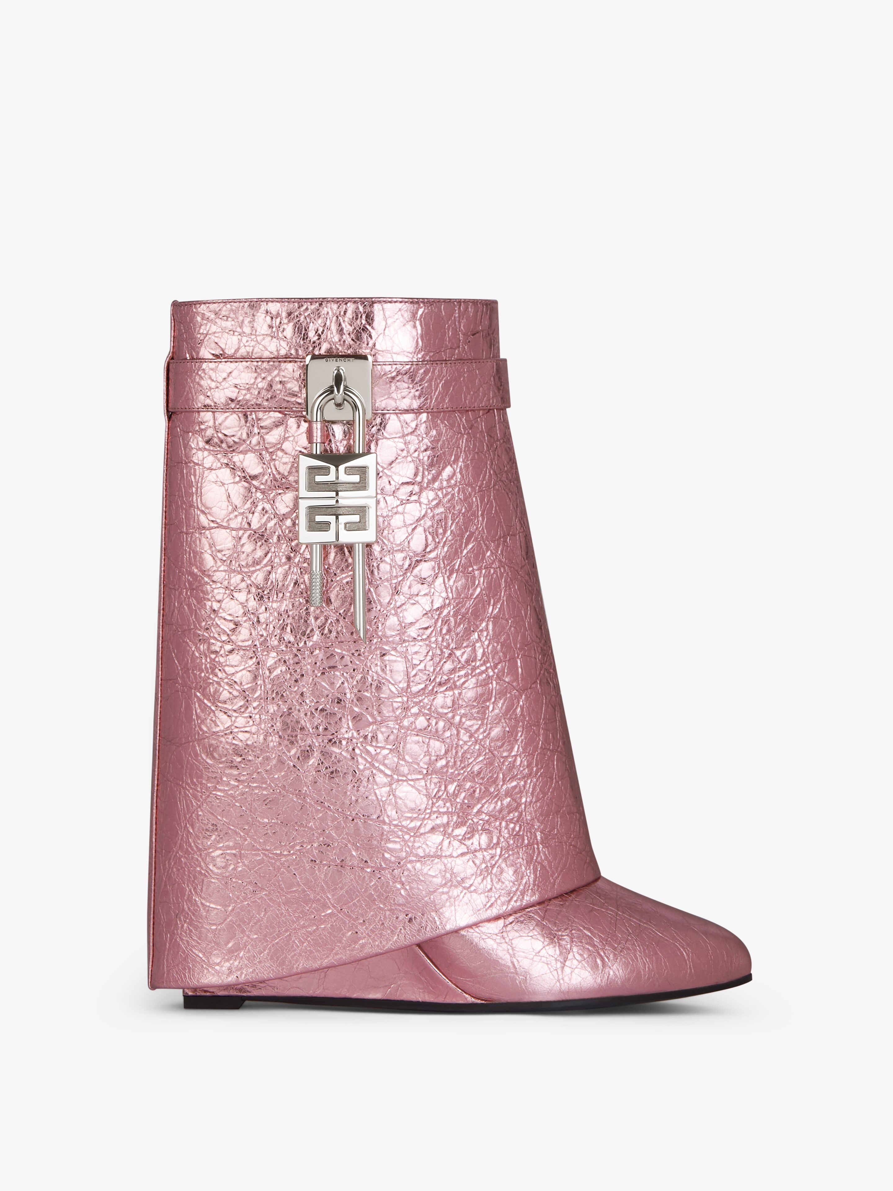 SHARK LOCK ANKLE BOOTS IN LAMINATED LEATHER - 1