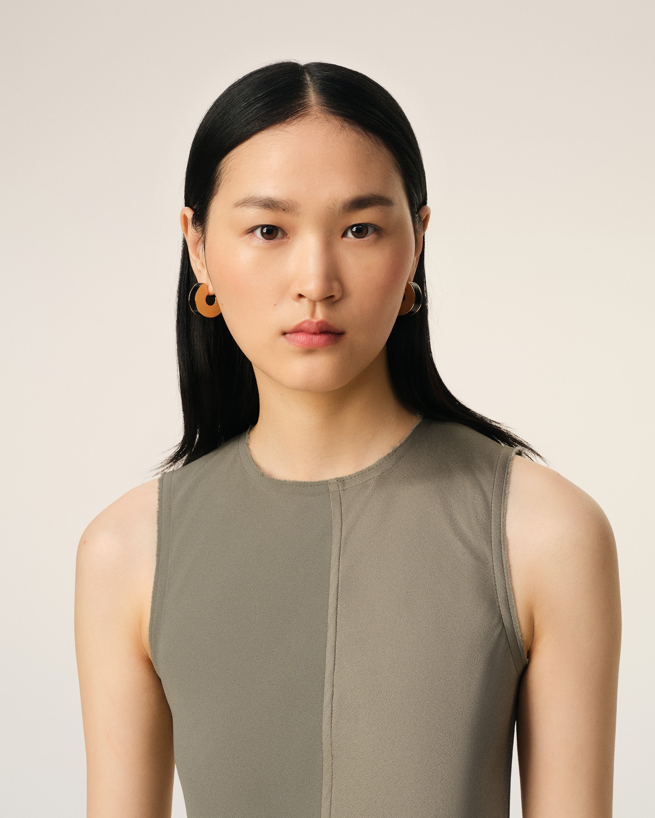 BEIGE LONG STRAIGHT DRESS - 4