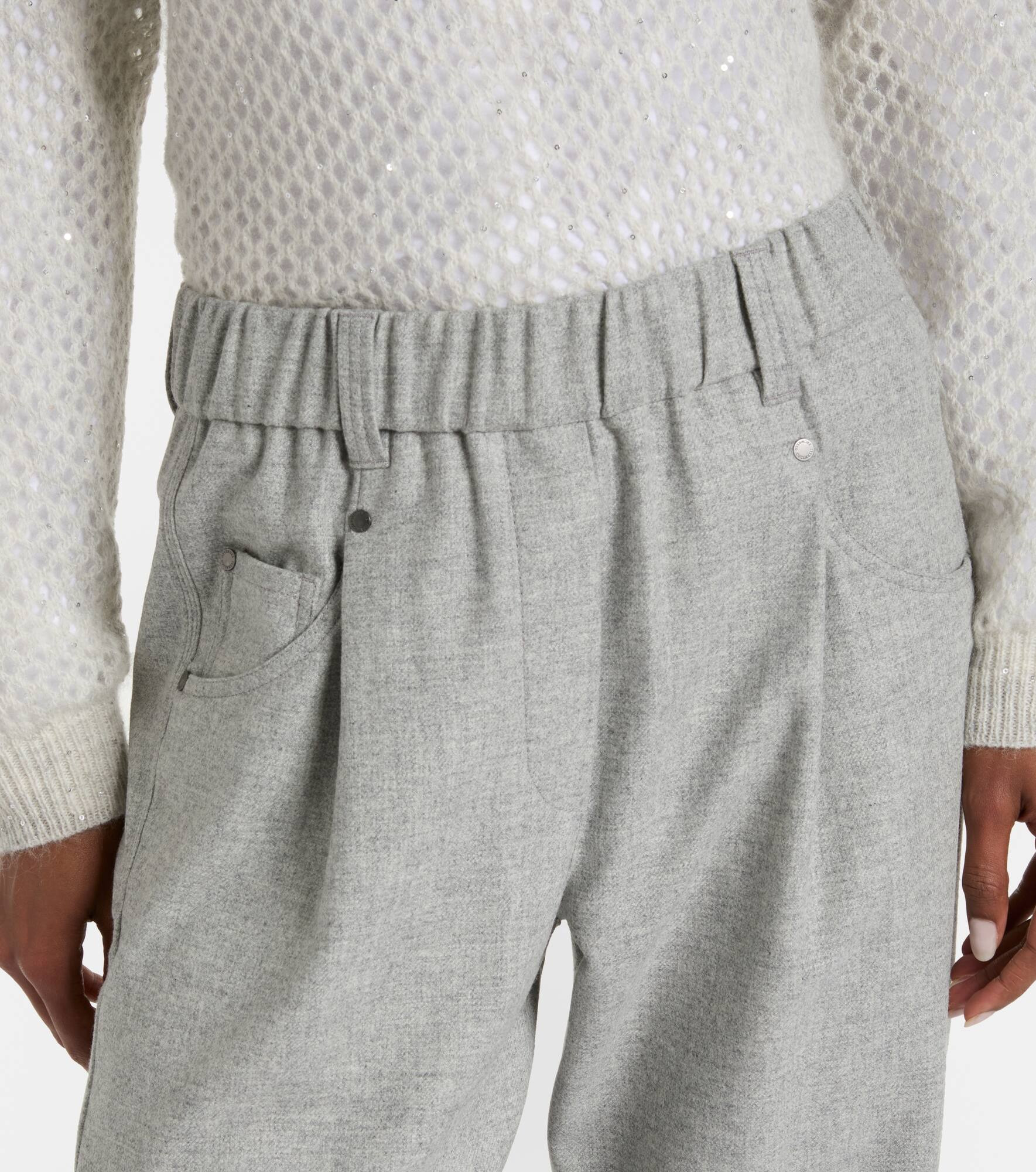 Cropped wool and cashmere straight pants - 4
