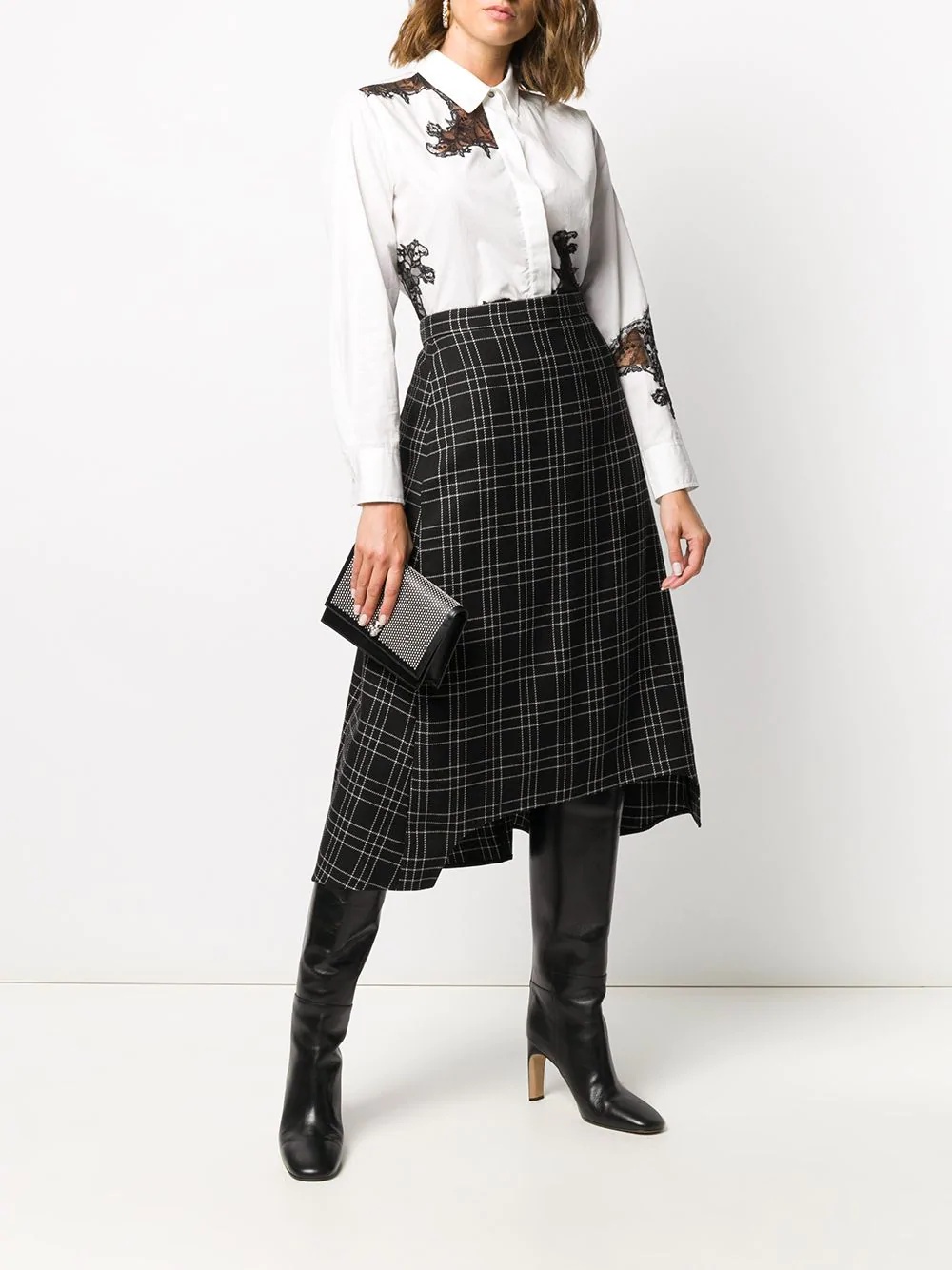 checked A-line skirt - 2