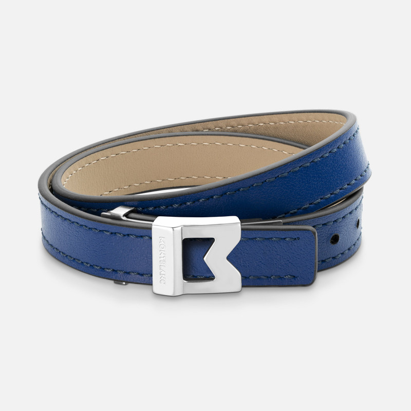 Bracelet Montblanc M logo Blue leather, Adjustable size 1