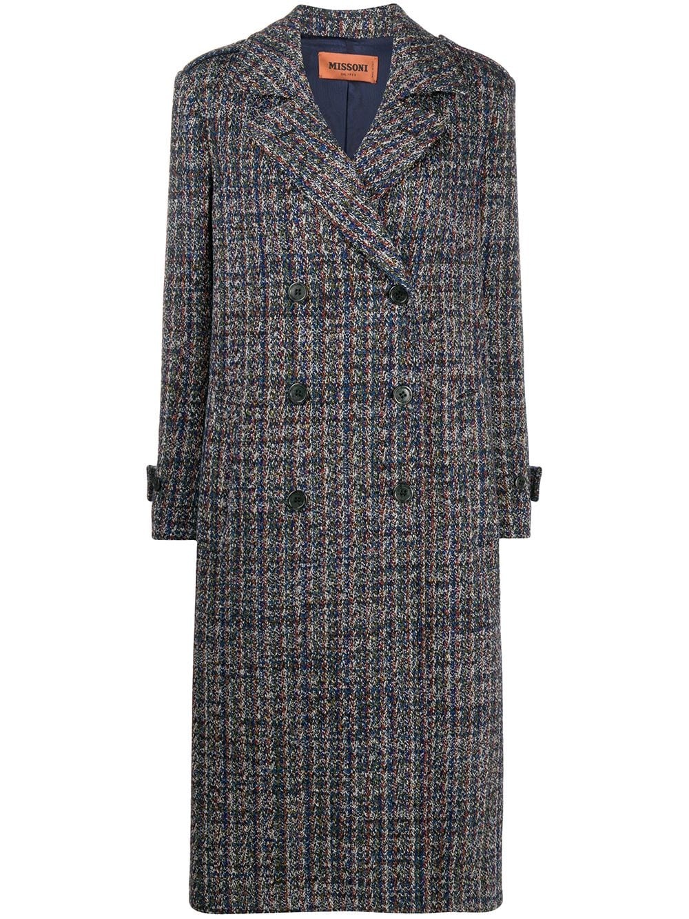 double breasted tweed trench coat - 1