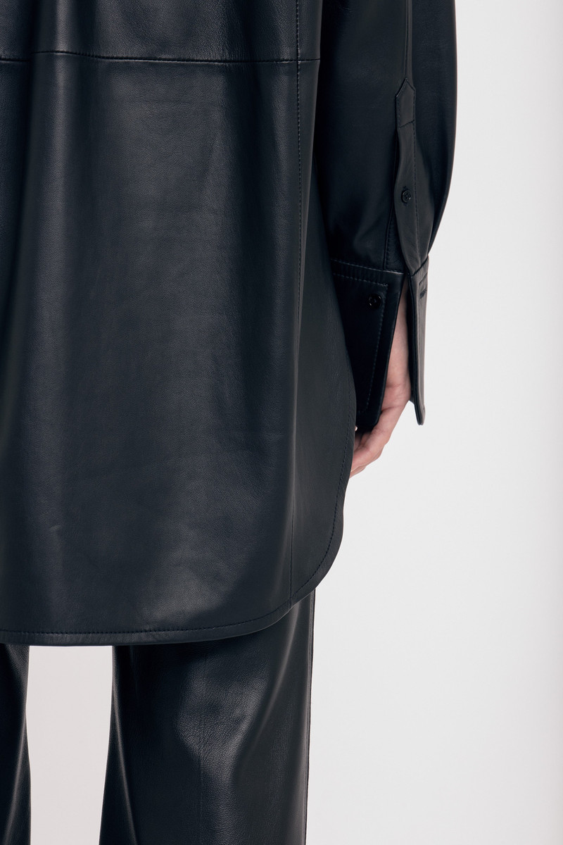 Oversized Shirt In Black Leather 6