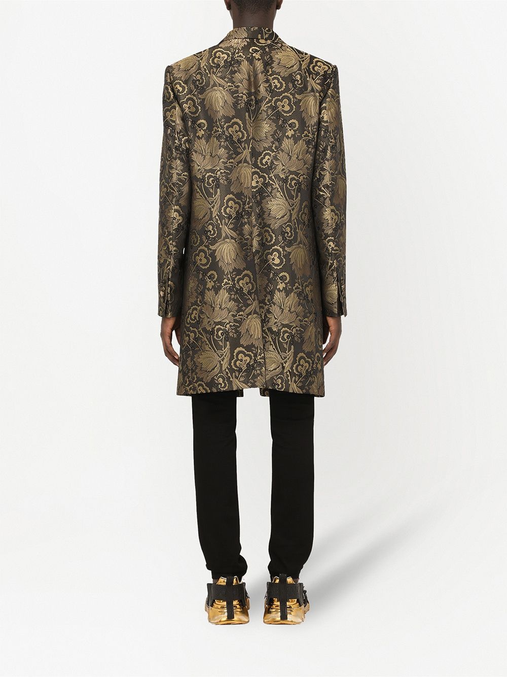 jacquard single-breasted coat - 4