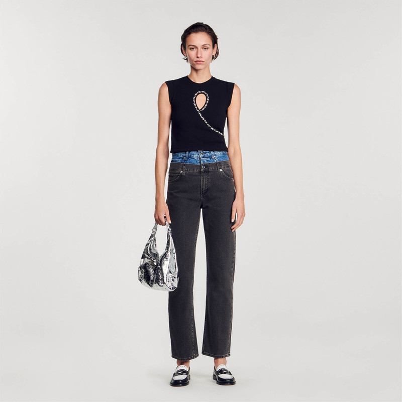Sandro SHORT VEST WITH RHINESTONE TEARDROP outlook
