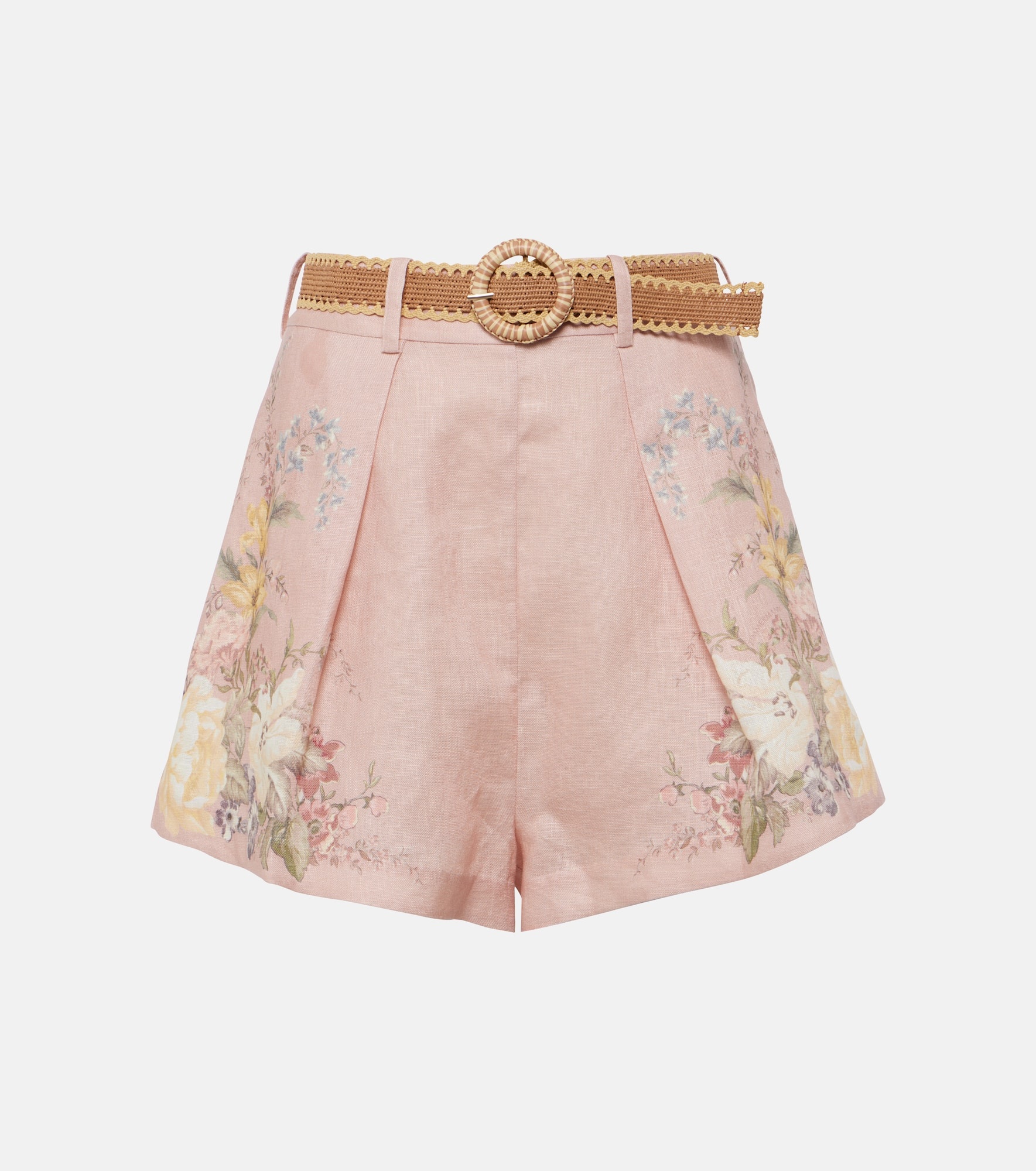 Waverly belted floral linen shorts - 1