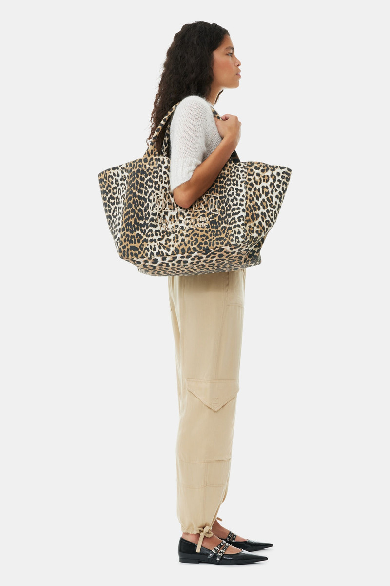LEOPARD OVERSIZED CANVAS TOTE BAG 4