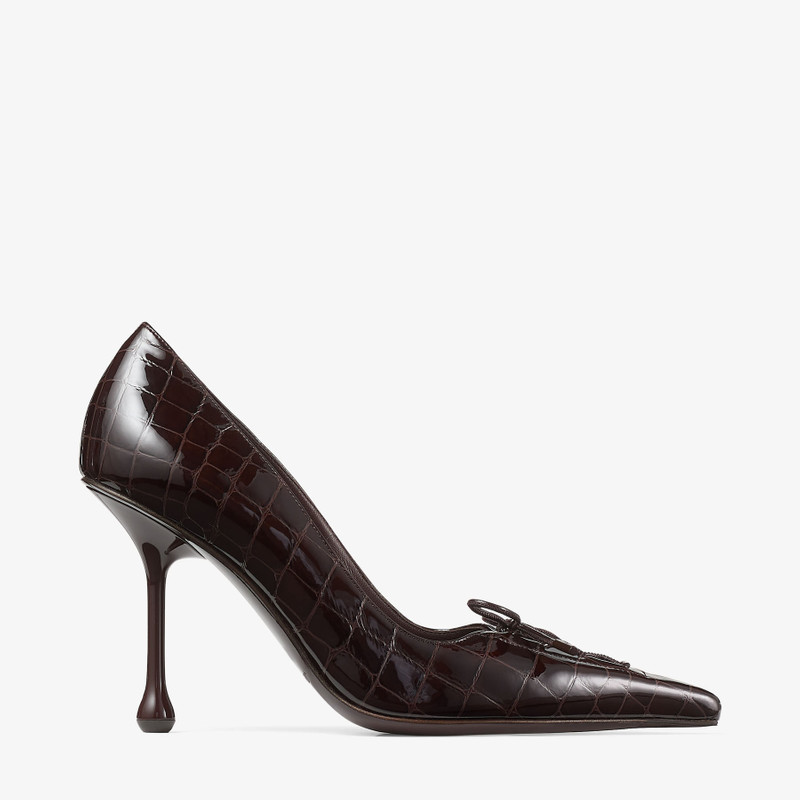 Scarlett 95 Sambuco Shiny Croc Embossed Leather Pumps 1