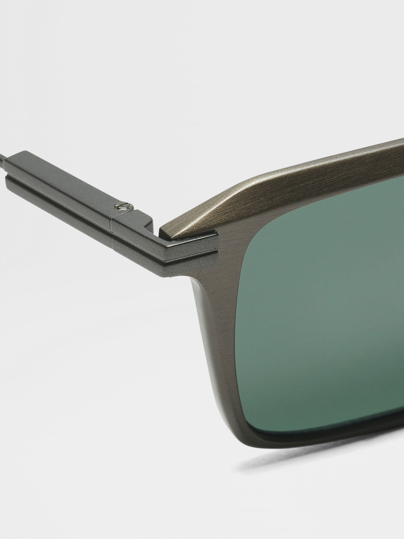 ZEGNA DARK GREY ALUMINUM AND METAL SUNGLASSES outlook