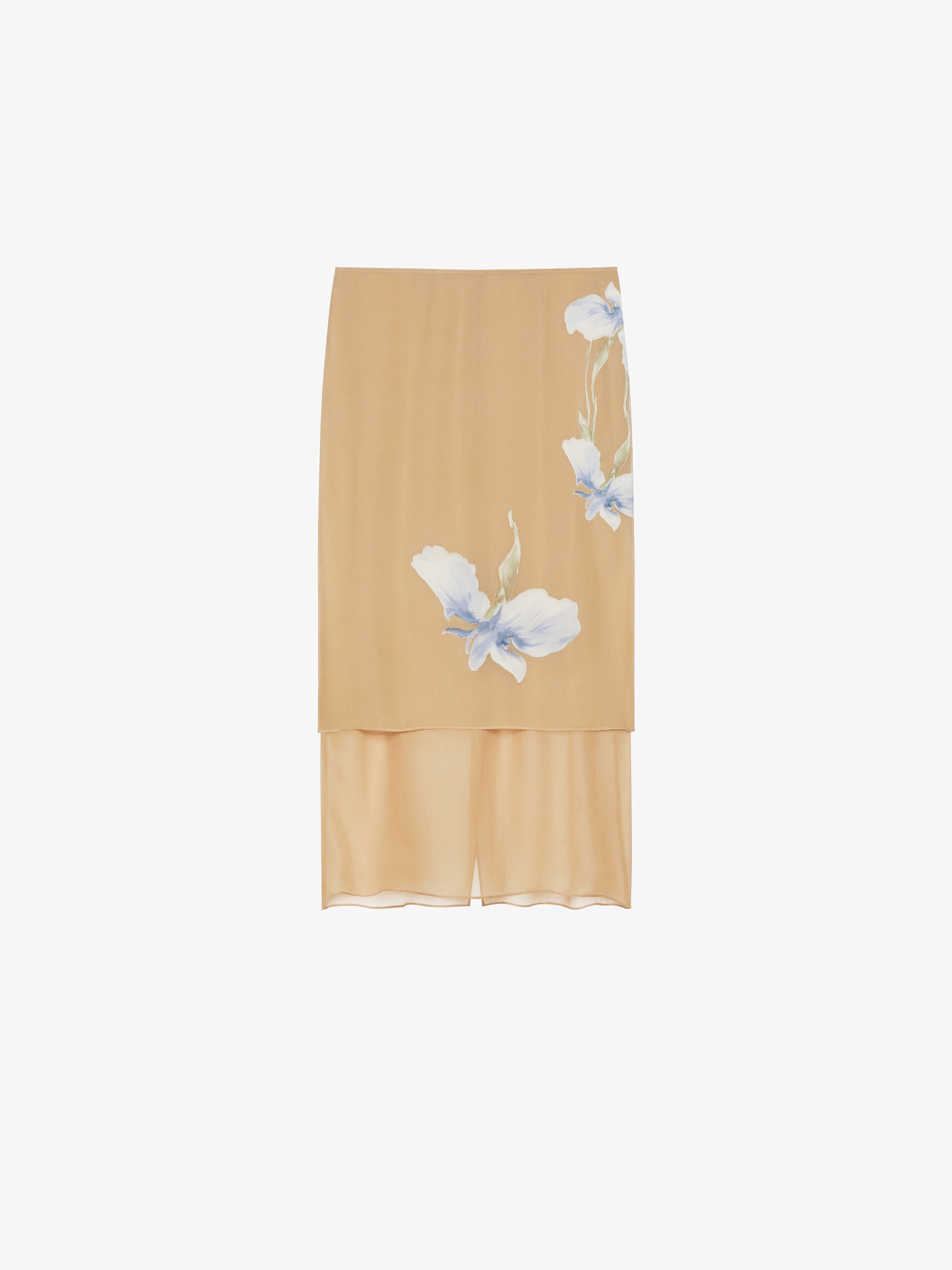 SKIRT IN FLORAL DÉVORÉ SATIN - 1