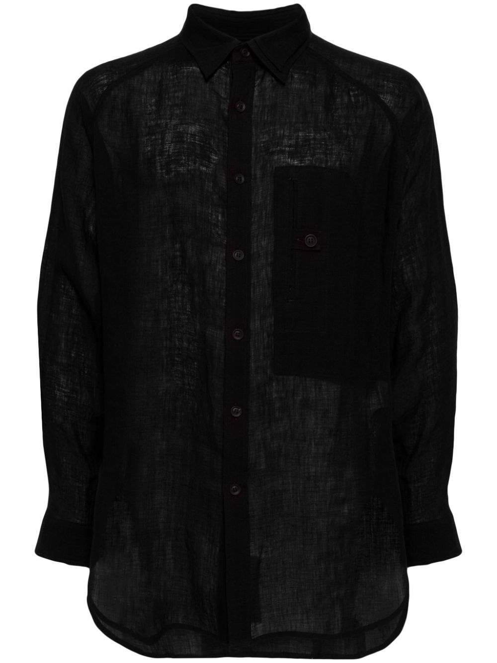 panelled linen shirt - 1