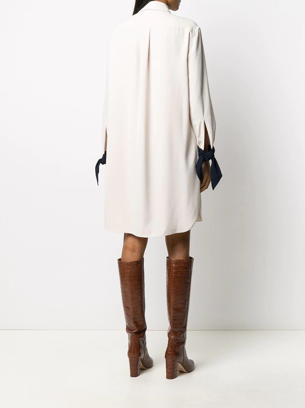 contrast-cuff shirt dress - 4