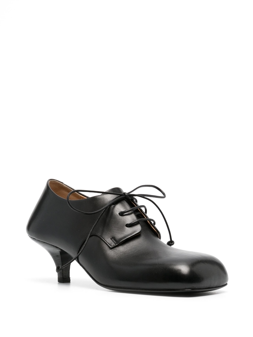 square-toe lace-up leather pumps - 2