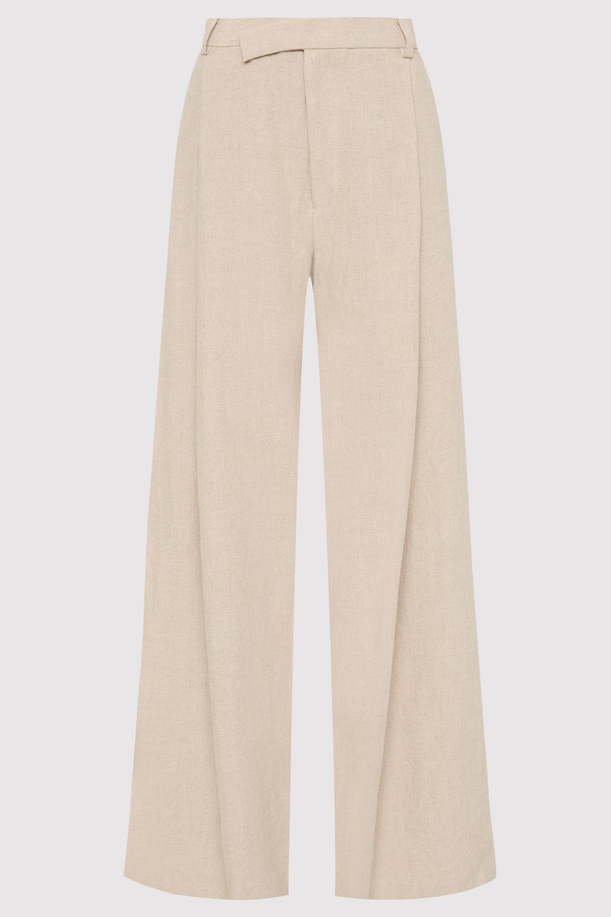 Linen Overlap Waist Trousers - Natural - 1