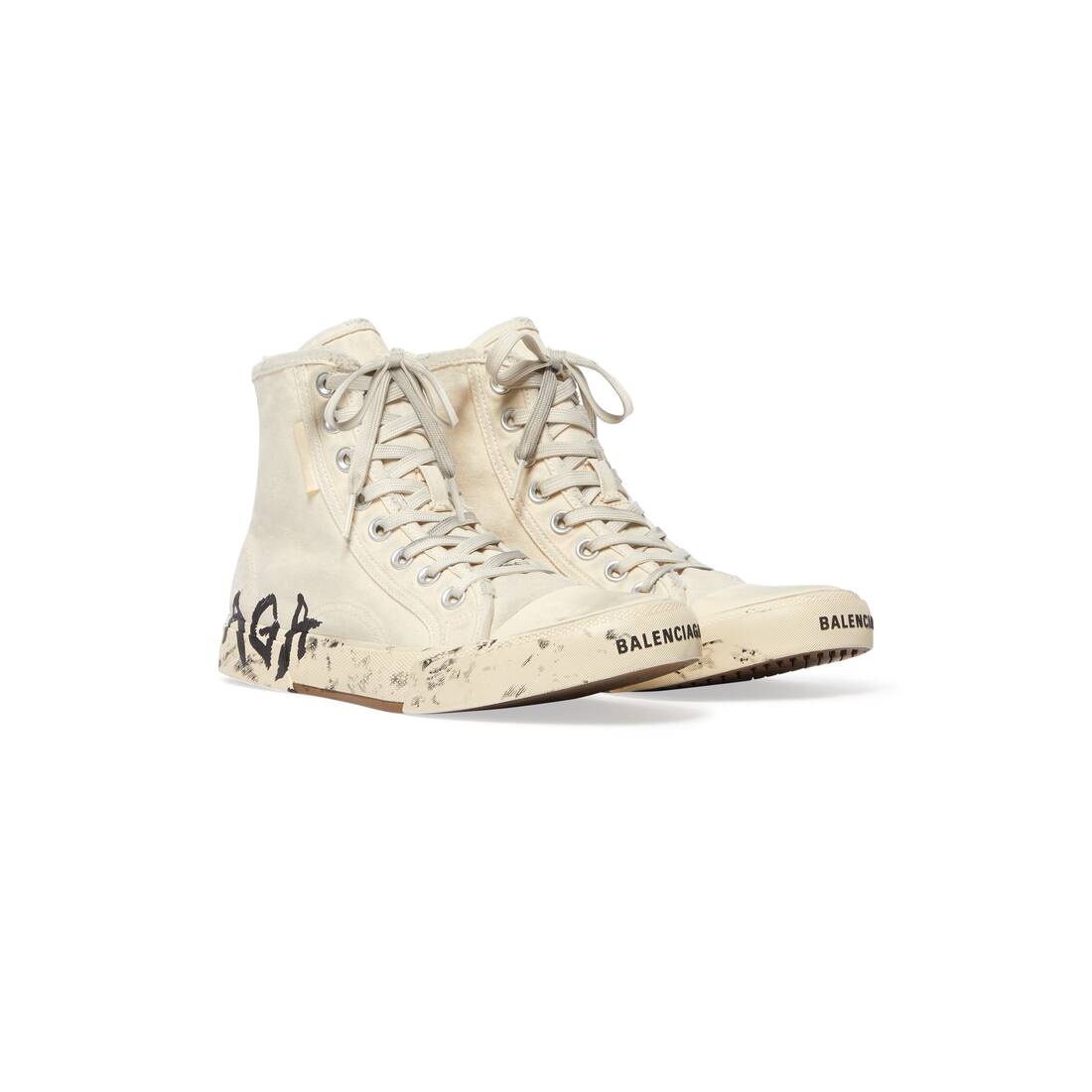 Men's Paris High Top Graffiti Sneaker in White - 2