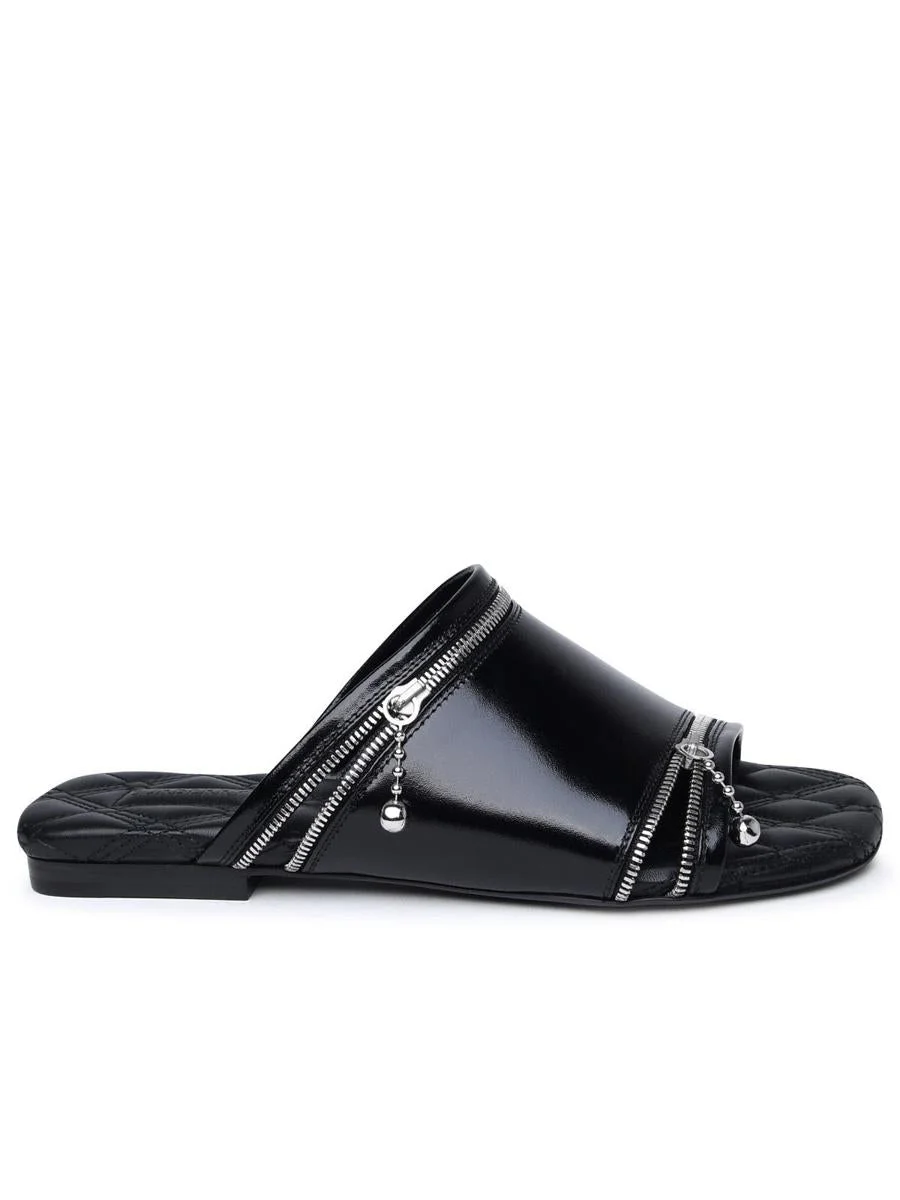 Burberry BURBERRY BLACK LEATHER SLIPPERS - 1