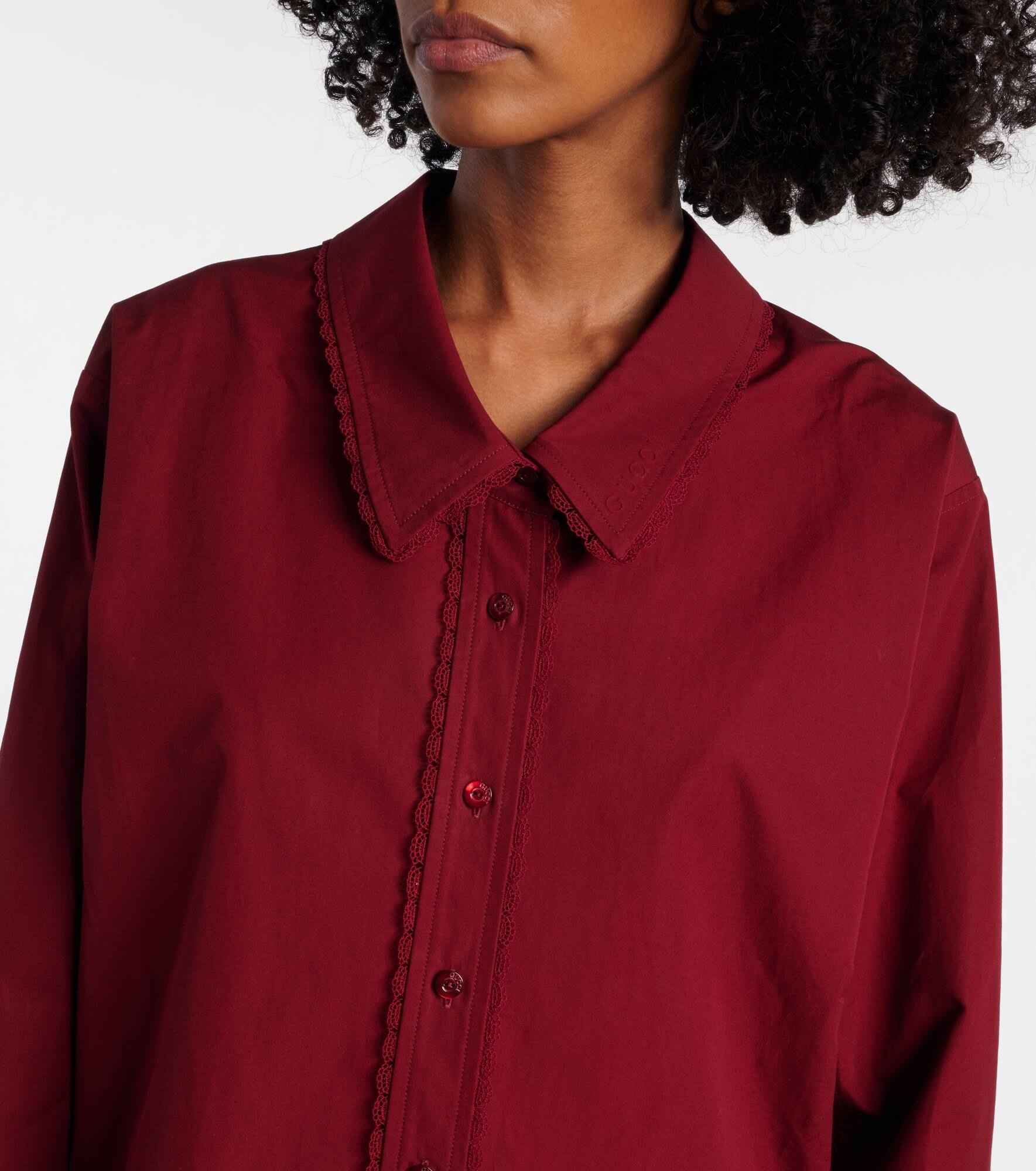 Lace-trimmed cotton poplin shirt - 5