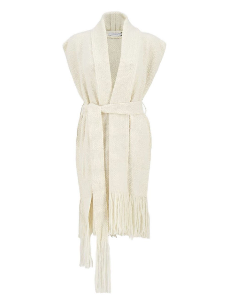 Teagan fringed belted cashmere vest 1