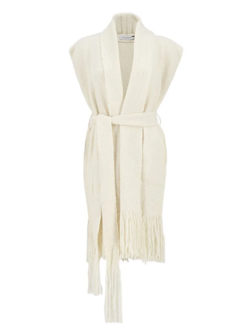 Teagan fringed belted cashmere vest - 1