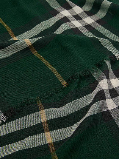 Burberry Giant check fringed-trim wool scarf outlook