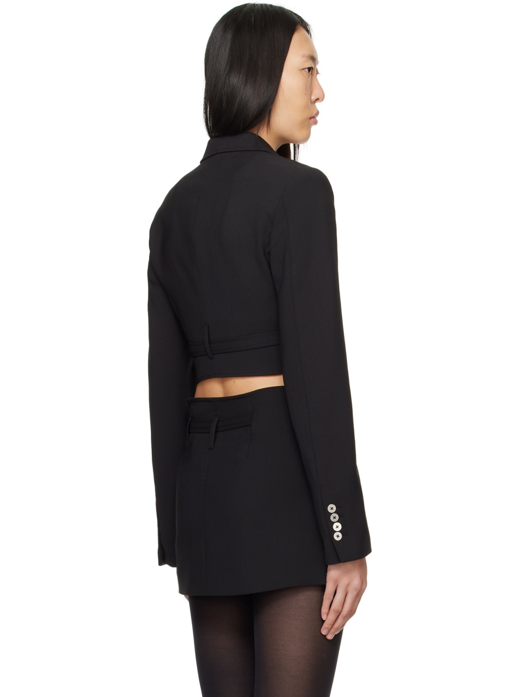 Black Interlock Blazer - 3