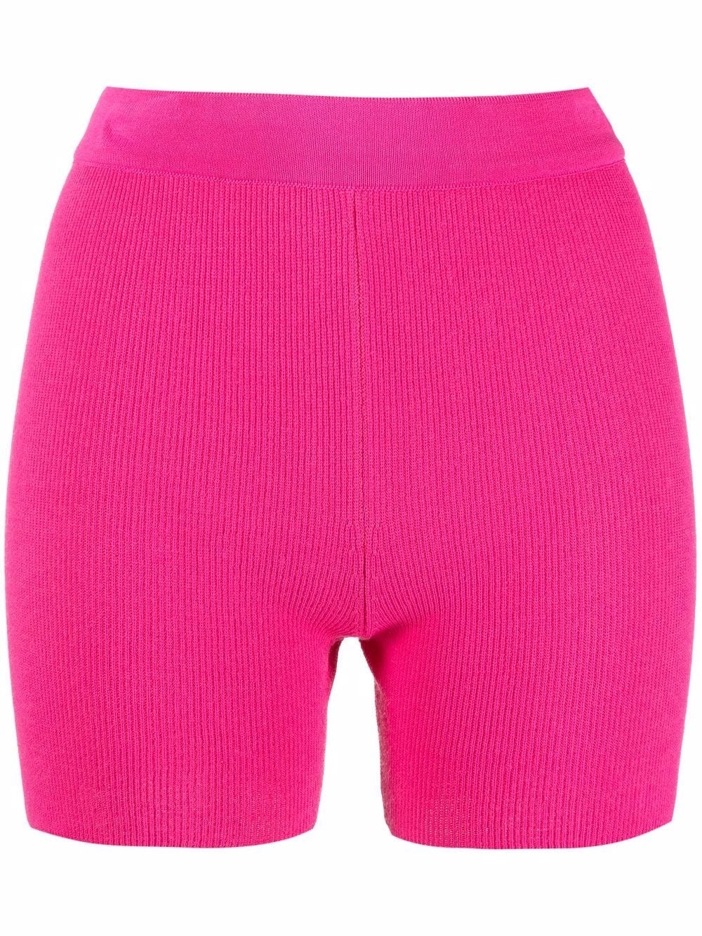 fine-ribbed knitted cycling shorts - 1
