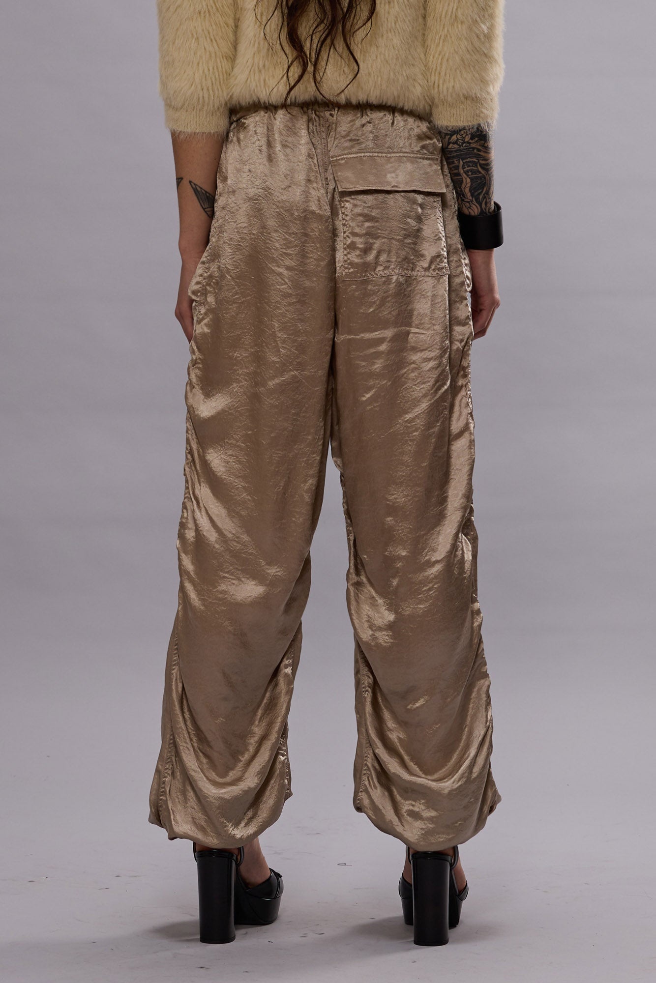 BALLOON PANTS WITH DOUBLE SEAM - BEIGE - 3
