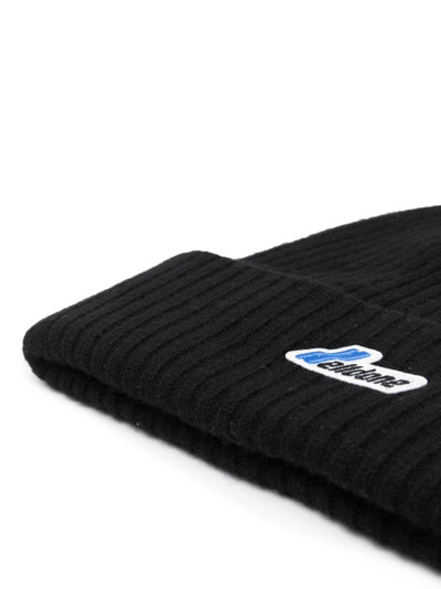 We11done logo-patch wool ribbed beanie outlook
