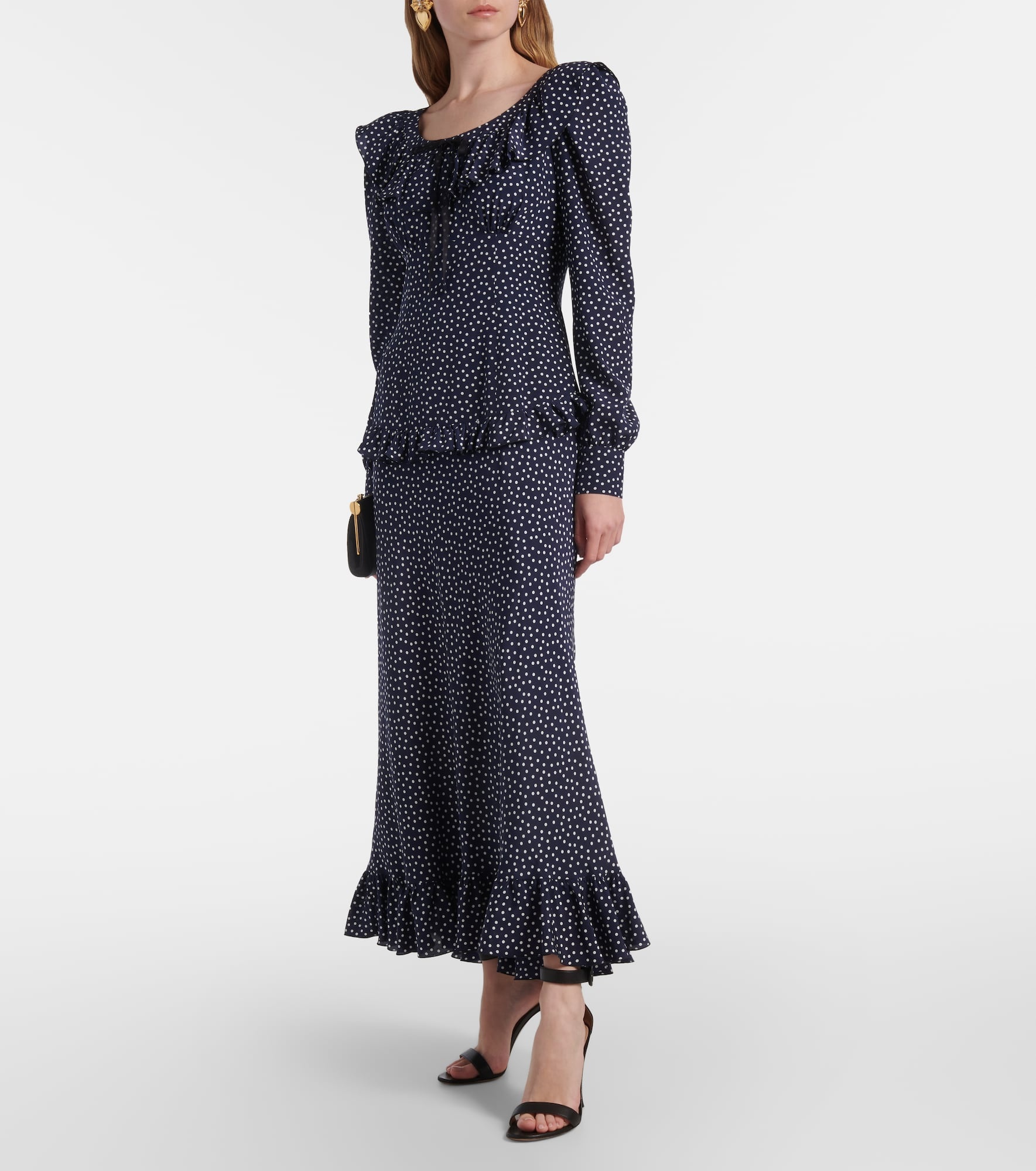 Polka-dot printed silk maxi dress - 2