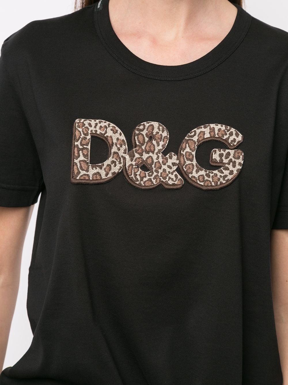 leopard logo stitch T-shirt - 5