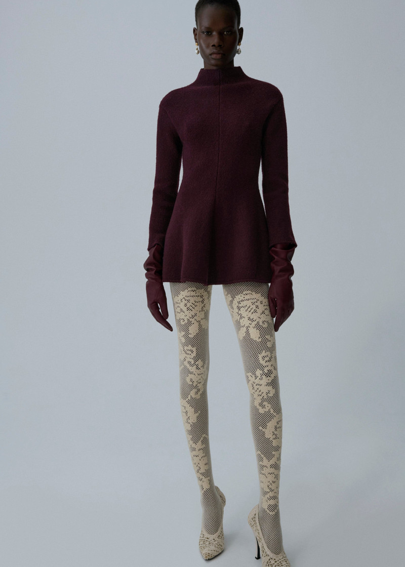 MAGDA BUTRYM Flared knit mini dress in burgundy outlook