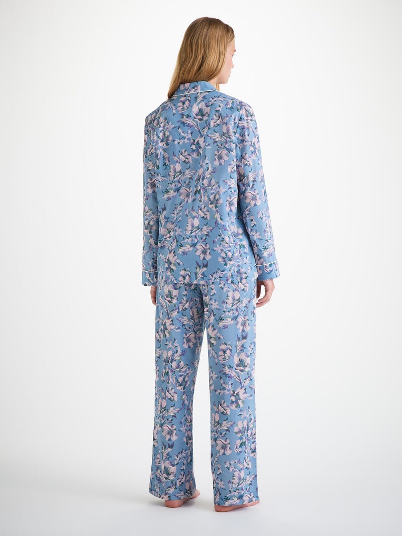 Women's Pajamas Cotton Batiste Blue Wildflower Print - 5