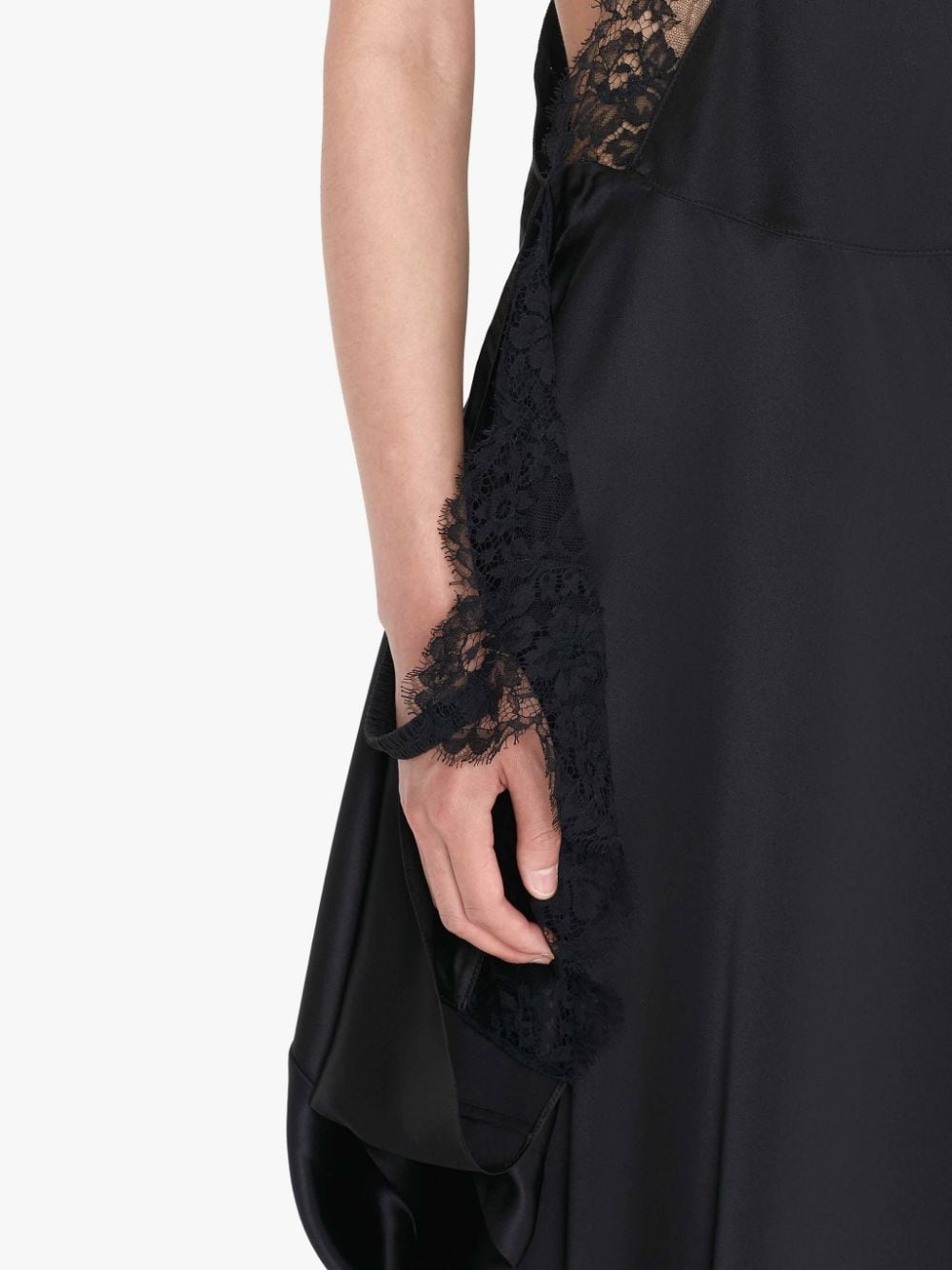 ONE SHOULDER ASYMMETRIC LACE SLIP DRESS - 5
