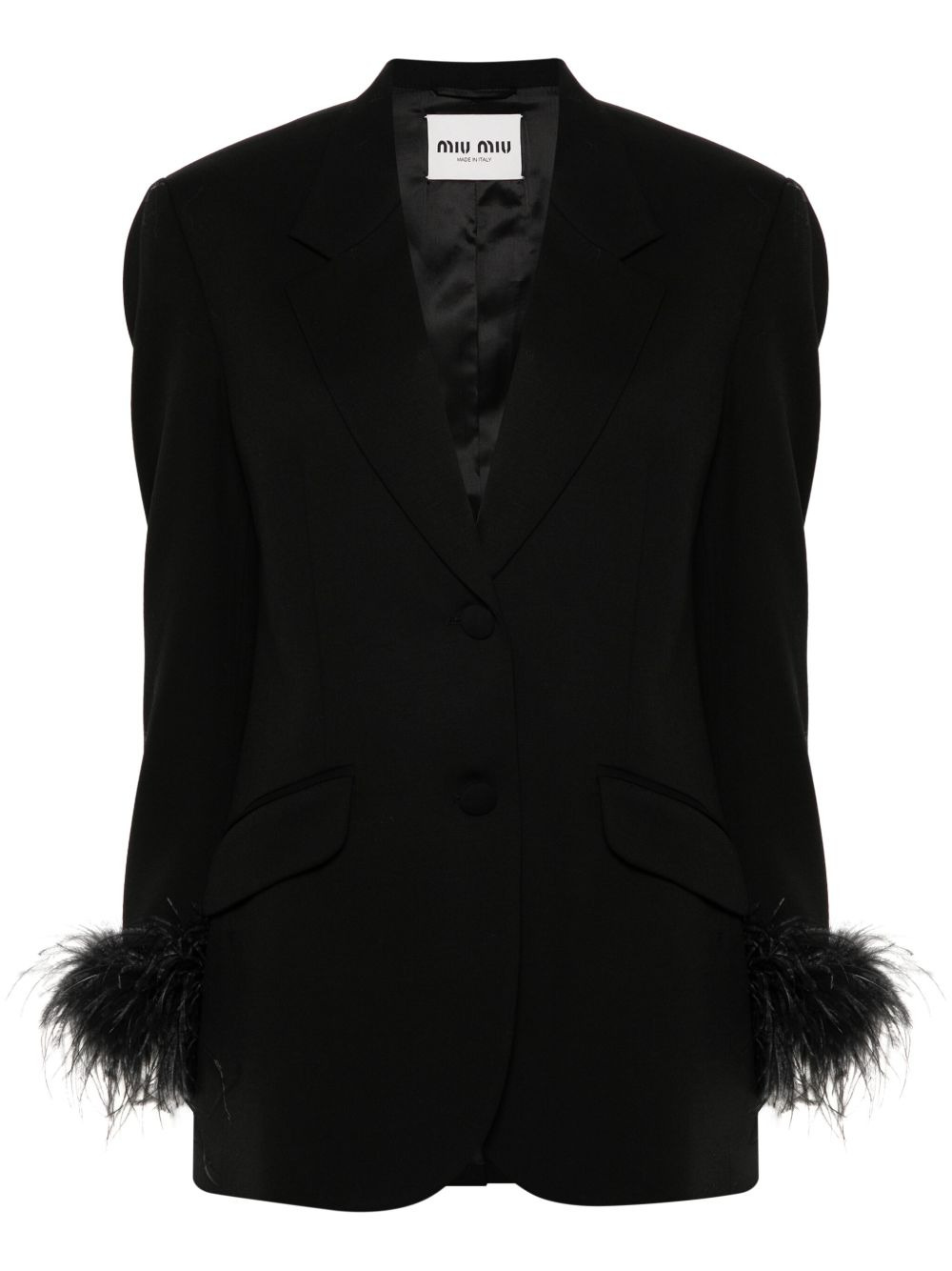 feather-trim blazer - 1