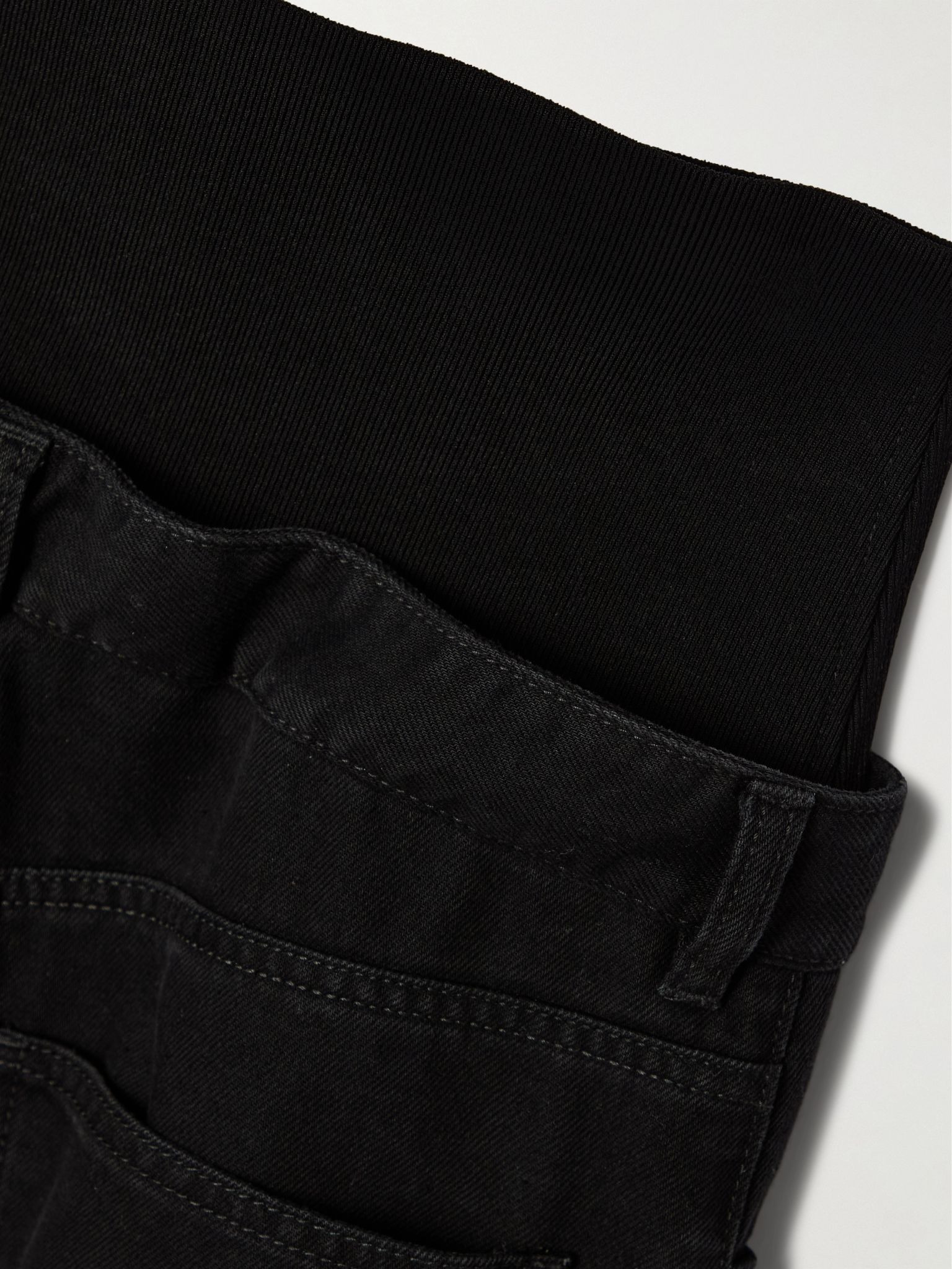 Stretch knit-trimmed jeans Black - 6