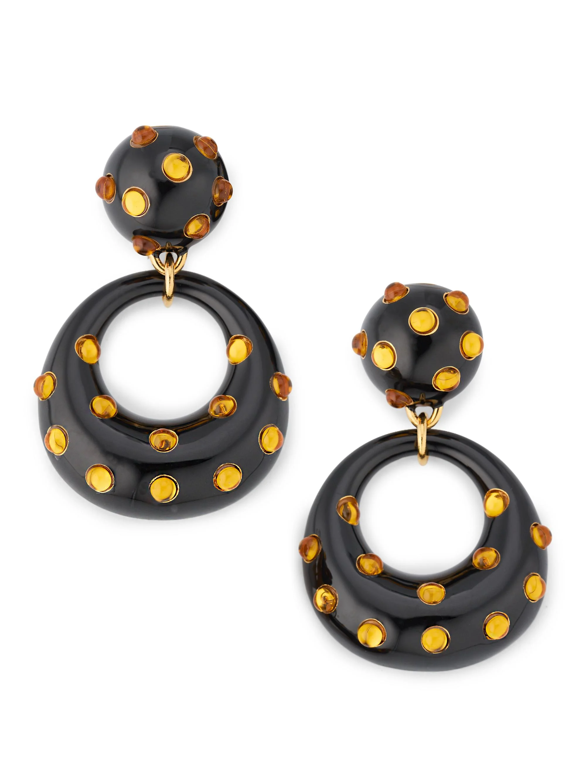 Women's 24K-Gold-Plated, Enamel & Glass Clip-On Drop Earrings - Black - 1