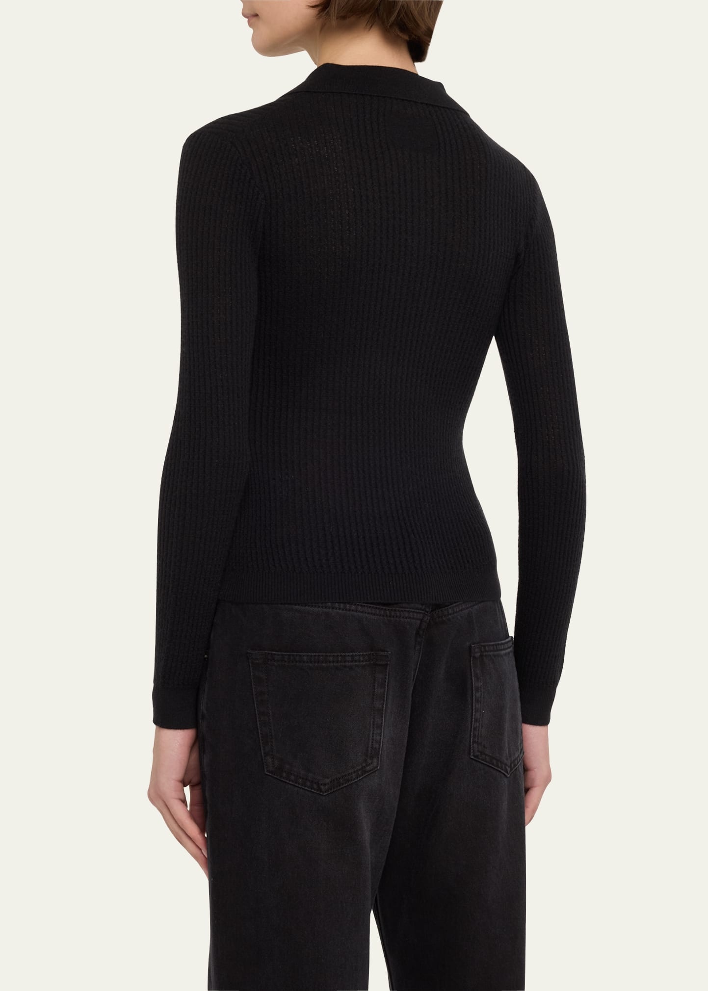 Shrunken Long-Sleeve Cashmere Polo - 3
