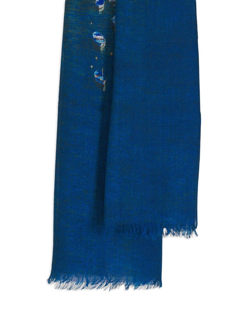AKRIS boat print fringed scarf outlook